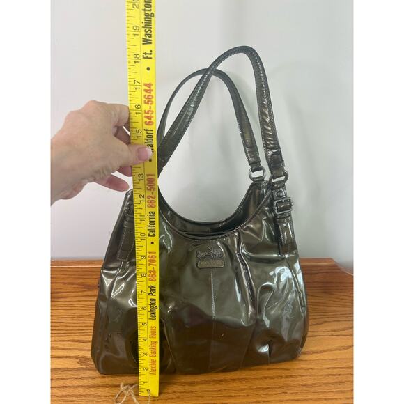 Coach Maggie Madison 18760 Copper/Brown Patent Leather Shoulder Hobo Bag, - Picture 7 of 12